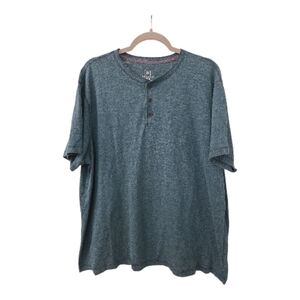 George Men's Green Button Down Short Sleeve Henley Shirt
